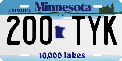 MN license plate 200TYK