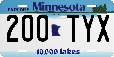MN license plate 200TYX