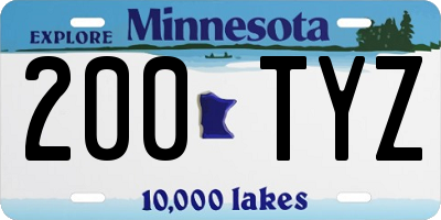 MN license plate 200TYZ