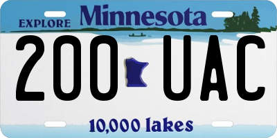 MN license plate 200UAC