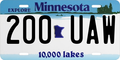 MN license plate 200UAW