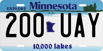 MN license plate 200UAY