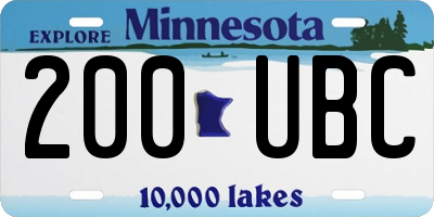 MN license plate 200UBC