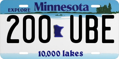 MN license plate 200UBE