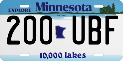 MN license plate 200UBF