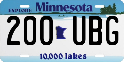 MN license plate 200UBG
