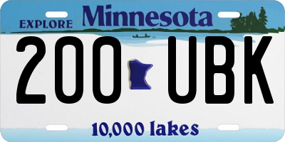 MN license plate 200UBK