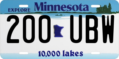 MN license plate 200UBW