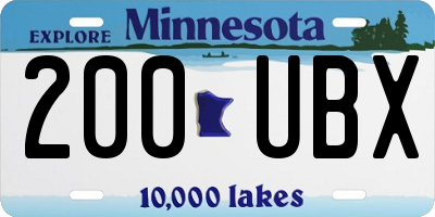 MN license plate 200UBX