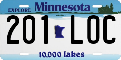 MN license plate 201LOC