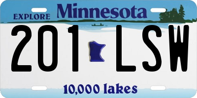 MN license plate 201LSW