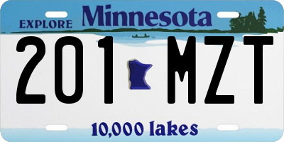 MN license plate 201MZT