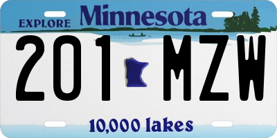 MN license plate 201MZW