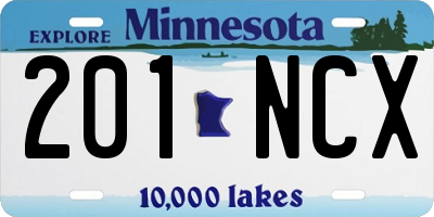 MN license plate 201NCX