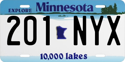 MN license plate 201NYX