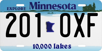 MN license plate 201OXF