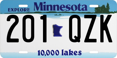 MN license plate 201QZK