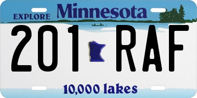 MN license plate 201RAF