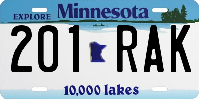 MN license plate 201RAK