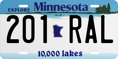 MN license plate 201RAL