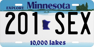 MN license plate 201SEX