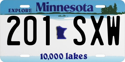 MN license plate 201SXW