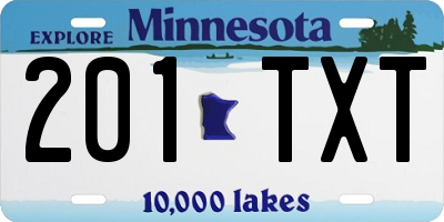 MN license plate 201TXT