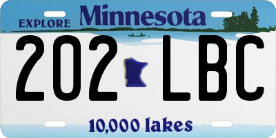 MN license plate 202LBC