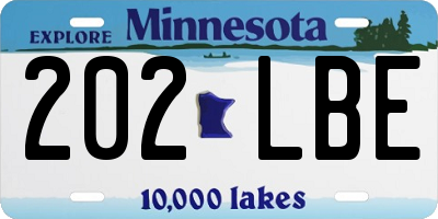 MN license plate 202LBE