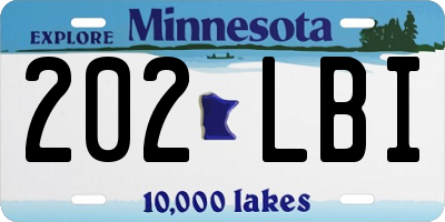 MN license plate 202LBI