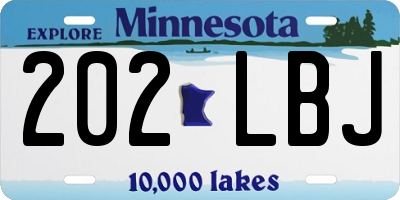 MN license plate 202LBJ