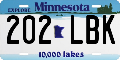 MN license plate 202LBK