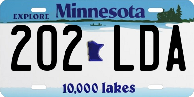 MN license plate 202LDA
