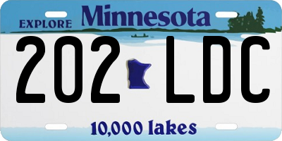 MN license plate 202LDC