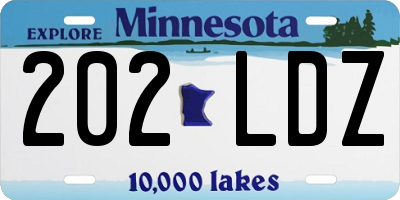 MN license plate 202LDZ