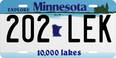 MN license plate 202LEK