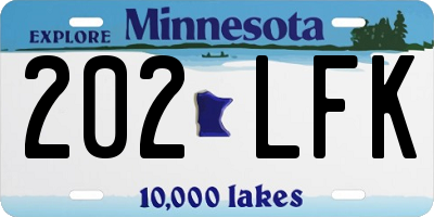 MN license plate 202LFK