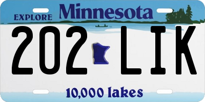 MN license plate 202LIK