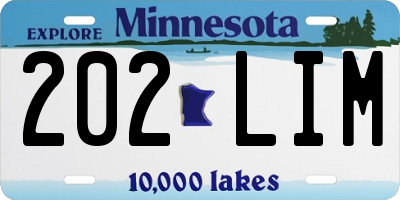 MN license plate 202LIM