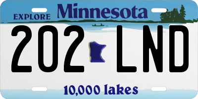 MN license plate 202LND