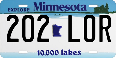 MN license plate 202LOR