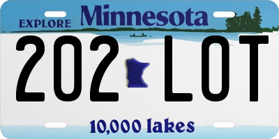 MN license plate 202LOT