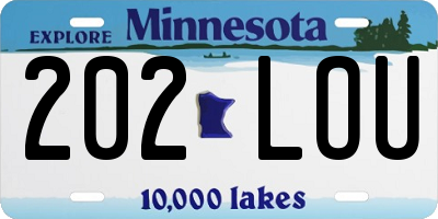 MN license plate 202LOU