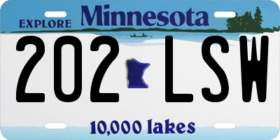 MN license plate 202LSW
