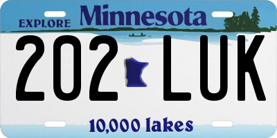 MN license plate 202LUK