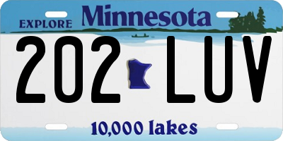 MN license plate 202LUV