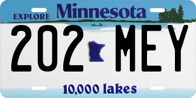 MN license plate 202MEY