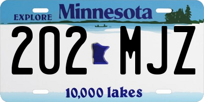 MN license plate 202MJZ
