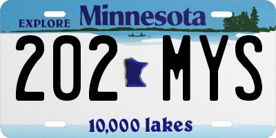 MN license plate 202MYS