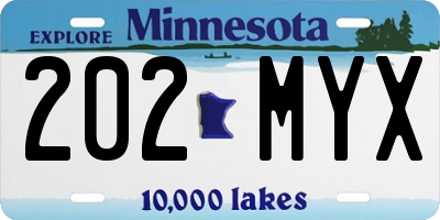 MN license plate 202MYX